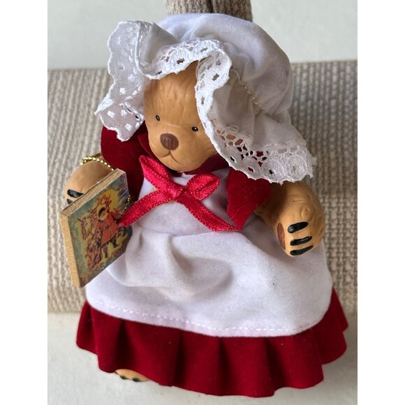 Tan Bear Figurine w/Bonnet Cloth Outfit and Storybook 4.5" Tall (READ) - Picture 2 of 15